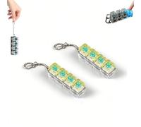 2× Keyboard Fidget Toy Light Up, Clicker Keychain with LED Lights, 4-Button Stress Relief Toys, Boost Focus and Calm Anxiety for Library Office Home (Transparent-Yellow)