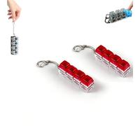 2× Keyboard Fidget Toy Light Up, Clicker Keychain with LED Lights, 4-Button Stress Relief Toys, Boost Focus and Calm Anxiety for Library Office Home (Transparent-Dark red)