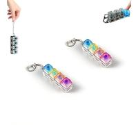 2× Keyboard Fidget Toy Light Up, Clicker Keychain with LED Lights, 4-Button Stress Relief Toys, Boost Focus and Calm Anxiety for Library Office Home (Multicolor-G)