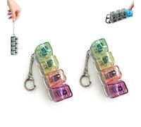 2× Keyboard Fidget Toy Light Up, Clicker Keychain with LED Lights, 4-Button Stress Relief Toys, Boost Focus and Calm Anxiety for Library Office Home (Multicolor-L)