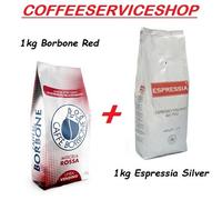 2 kg caffe' in grani : 1 kg caffe' borbone rossa vending + 1 kg espressia silver