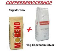 2 KG CAFFE' IN GRANI : 1 KG CAFFE' MORENO + 1 KG ESPRESSIA SILVER