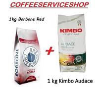 2 KG CAFFE' IN GRANI MISTI : 1 KG BORBONE RED + 1 KG KIMBO AUDACE