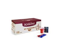 2 Kit accessori Caffè Borbone da 100pz Bicchieri Palette e Bustine di Zucchero