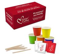 2 Kit accessori caffè eco-friendly Italian Coffee zucchero-bicchieri-palette (200 pz)