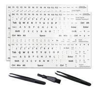 2 Kit Bianco Adesivi Tastiera,English Keyboard Stickers, Adatto A Tutte Le Tastiere Per Computer,Tastiere Per Computer Portatili Con Pinzette E Pennello Per La Pulizia(US Layout,Matte)