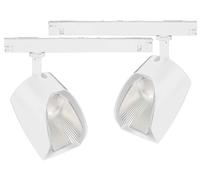 2 Kit Faro Led Da Binario Asimmetrico Trifase 30W 4000LM Carcassa Bianca 3000K