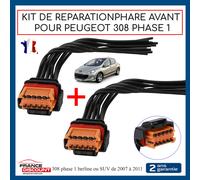 2 Kit Riparazione Connettori Cablaggio Fari 308 Phase 1 Per Peugeot