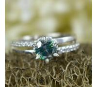 2 KT Blu Trattato Anello Diamante Ottimi Splendere & Luster VVS1 Certificato Un