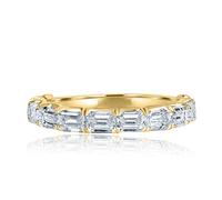 2 KT East West Set Smeraldo Taglio Laboratrio Grown Diamante Wedding Band 14k