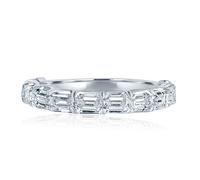 2 KT East West Set Smeraldo Taglio Laboratrio Grown Diamante Wedding Band 14k