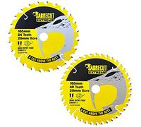 2 lame per sega circolare SCCSFK165CR SabreCut 165 mm 24 denti e 40 denti x 20 mm compatibile con Dewalt Bosch Makita e molti altri