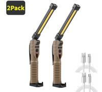2 Lampada Lavoro Officina Ricaricabile LED Portatile USB COB 7 Magnetica e Ganci [EEK: A+++]