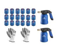 2 LAMPADA TORCIA PER SALDARE "TORNADO" CON PIEZO KE2019 + 18 CARTUCCE + 2 GUANTI