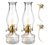 2 lampade a petrolio, lanterna in metallo e vetro, portalampada a olio, per interni ed esterni, antivento, lampada a cherosene trasparente