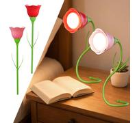 2 lampade da lettura per bambini, flessibili, a LED, a forma di rosa, ricaricabili tramite USB, con 3 modalità di temperatura di colore, luce da lettura flessibile a 360°, per lettura a letto