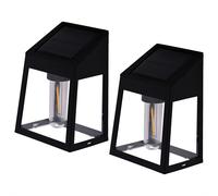 2 lampade da parete a LED solari per esterni, per terrazza, con sensore crepuscolare, nero, H 13,6 cm