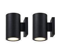2 lampade da parete solari a LED, lampada da facciata, LED, nero, alluminio, IP44