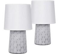 2 Lampade da tavolo comodino 33 cm grigio art déco paralumi in cotone bianco [EEK: Non applicabile]
