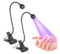 2 lampade per unghie da scrivania a clip, alimentata tramite USB, con collo d'oca regolabile, luce nera per polimerizzare il gel per unghie, base a morsetto per uso da tavolo