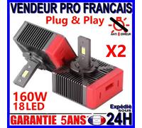 2 Lampadine A Led D5S Ventilate Bianche Xenon 6500K Per Fari Auto Canbus 160W