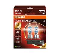2 Lampadine H11 12V 55W PGJ19-2 OSRAM Notte Breaker +220% Heller
