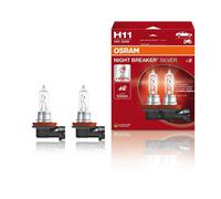 2 Lampadine H11 12V 55W PGJ19-2 OSRAM Notte Breaker Argento Adatto A per Pkw