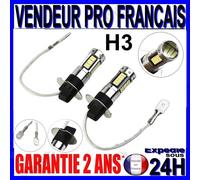 2 Lampadine H3 LED A 30 SMD Luce Bianca In Xenon 6000K Per Fari Antinebbia 12V