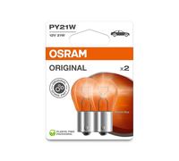 2 LAMPADE OSRAM ORIGINAL LINE PY21W Con Base In Metallo 12V Confezione Doppia