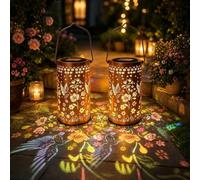2 lanterne solari colorate a forma di colibrì, per esterni, impermeabili IP65, lanterne solari per esterni, lampada a girasole per balcone, patio, scrivania, prato (colibrì)
