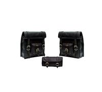 2 Lato IN Pelle Marrone Moto Lato Sacchetto Bisacce Borsa Borse Laterali 33cm