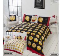 2 Lato Smiley Viso Emozione Emoticons Icone Reversibile Copripiumone Set Letto