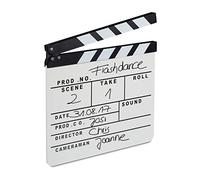 2 Lavagnette Ciak in Legno, Hollywood Clapperboard, Ciak Cinematografico, Accessori Regista, HxL 26x30 cm, Bianca