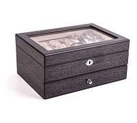 2-Layer Box Lockable Jewelry Organizer Foldable Tray Removable Divider Gray Organizer Box Jewelry Box Piano Paint Solid Wood Watch Box 10 Mechanical Watch Collection Display