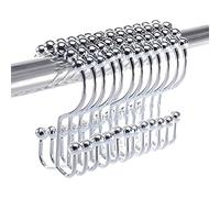 2 Lb. Depot Ganci ad anelli per tende da doccia - Finitura cromata - Acciaio inossidabile 18/8 premium - Ganci doppi con rulli Easy Glide - Sei finiture disponibili - Set di 12