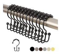 2 Lb. Depot Ganci per tende da doccia doppi anelli (finitura decorativa nera opaca) Gancio in metallo in acciaio inossidabile resistente alla ruggine di alta qualità, le sfere a rulli, set di 12