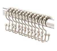 2 Lb. Depot Ganci per Tende da Doccia Doppi Anelli (Finitura Decorativa Satinata) Gancio in Metallo in Acciaio Inossidabile Resistente alla ruggine di Alta qualità, Le Sfere a rulli, Set di 12