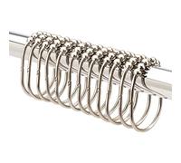 2 Lb. Depot Set di anelli/ganci per tende da doccia larghi, finitura decorativa in nichel satinato spazzolato, rulli Easy Glide, 100% acciaio inossidabile antiruggine, set di 12 anelli