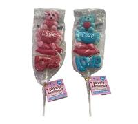 2 LeccaLecca Giganti di Marshmallow per San Valentino a Forma di Orsetti, 1 Rosa e 1 Azzurro 110 Grammi