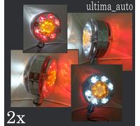 2 LED Lollipop Bianco Rosso Arancione Lato Cromo Indicatore Luci Camion Specchio