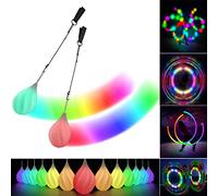 2 LED Poi Palle da Giocoliere - Migliorati Bolas Luminose Poi Migliorati per Principianti e Professionisti | Colori dell'arcobaleno & Effetto Stroboscopico | 1 Paio di Poi Luminose Palle Giocoliere