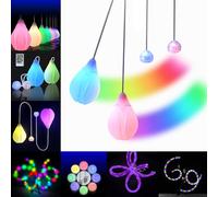 2 LED poi Palle da Giocoliere - Set di Palline Ricaricabili Tramite USB a Forma di Fiore per Principianti e Professionisti con Telecomando