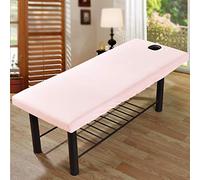 2 lenzuola per lettini da massaggio, con foro universale per il viso, con angoli elasticizzati, per SPA e salone di bellezza per il viso, (colore: rosa)