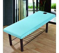 2 lenzuola per lettino da massaggio con foro per il viso, universali, elastiche, coprilettino, traspiranti e morbide, per spa e salone di bellezza estetica (blu)