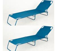 2 lettini lettino prendisole spiaggia mare piscina BRANDINA PIEGHEVOLE 3 GAMBE