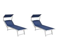 2 Lettini Prendisole con cuscini Sdraio Alluminio Piscina Mare Spiaggia Giardino