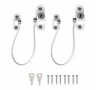 2 limitatori di finestre con cavo di bloccaggio a chiave, limitatori professionali per finestre durevoli, chiusura di sicurezza per bambini con vite, per la sicurezza di casa e ufficio (bianco)