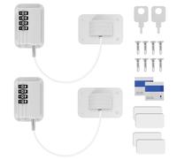 2 limitatori per finestre in UPVC, per bambini, cavo di sicurezza per bambini, serrature per finestre con combinazione e viti, chiavi, autoadesivi o foratura, limitatore per finestre, blocco