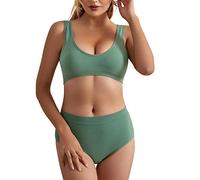 2 lingerie da donna senza imbottitura reggiseno e set reggiseni per donne confezioni senza ferretto bianco, Verde, M