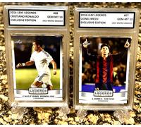 2 LIONEL MESSI E CRISTIANO RONALDO 2016 LEAF Legends GRADED GEM-MT 10 Lotto